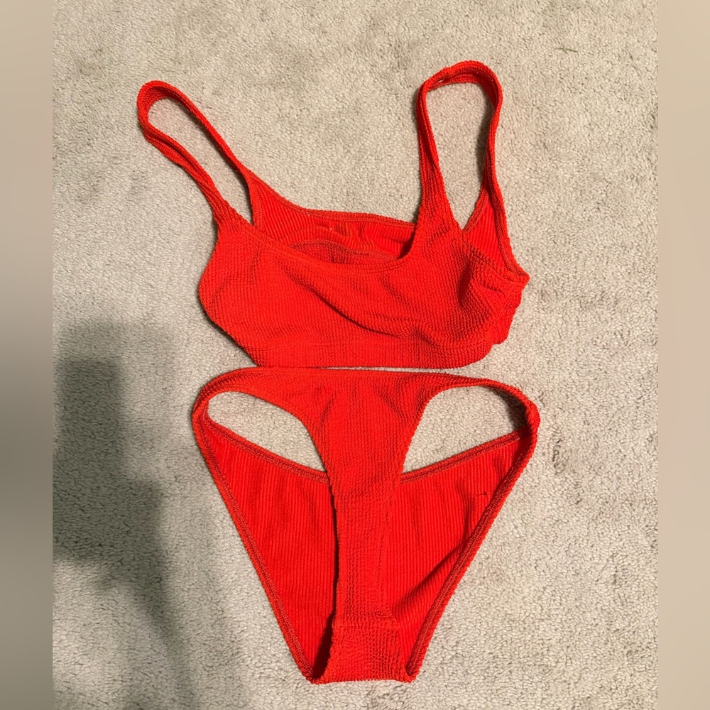 Good American Ribbed Red Bikini Set